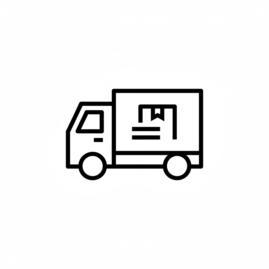 Generate in the same style as the authenticity icon a shipping truck